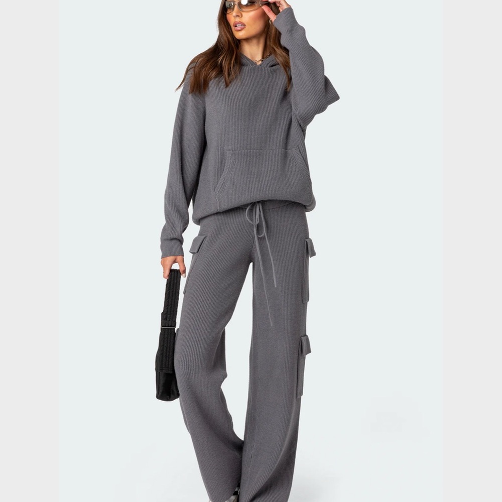 Edikted Gray Wide Leg Pants